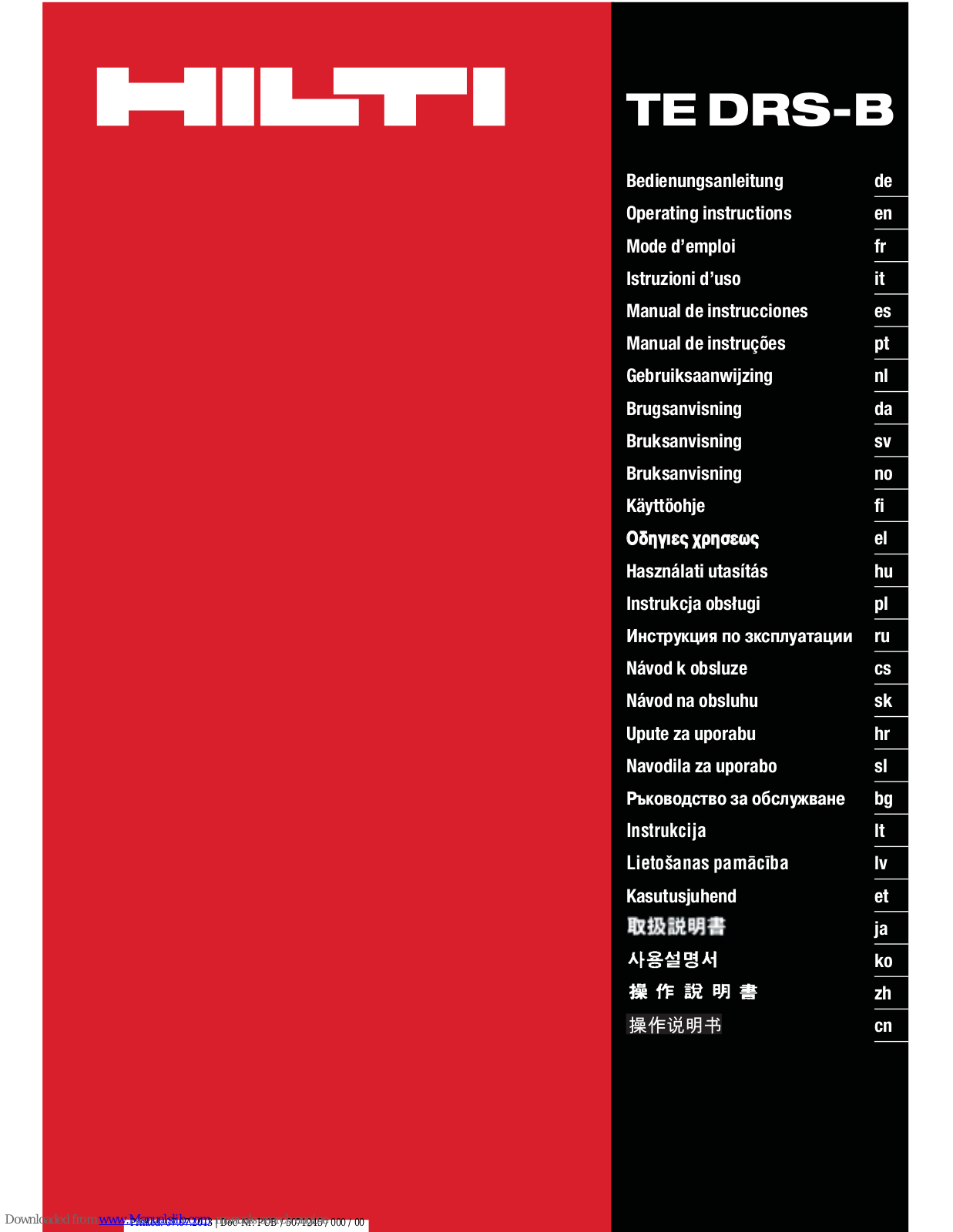 Hilti TE DRS-B Operating Instructions Manual