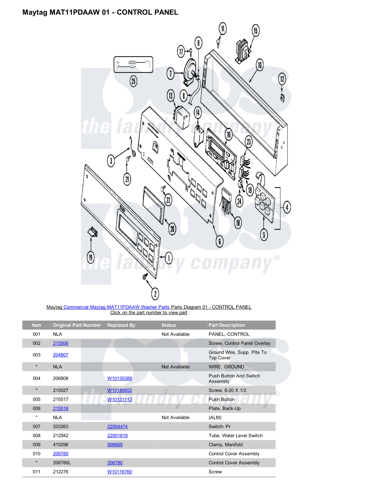 Maytag MAT11PDAAW Parts Diagram