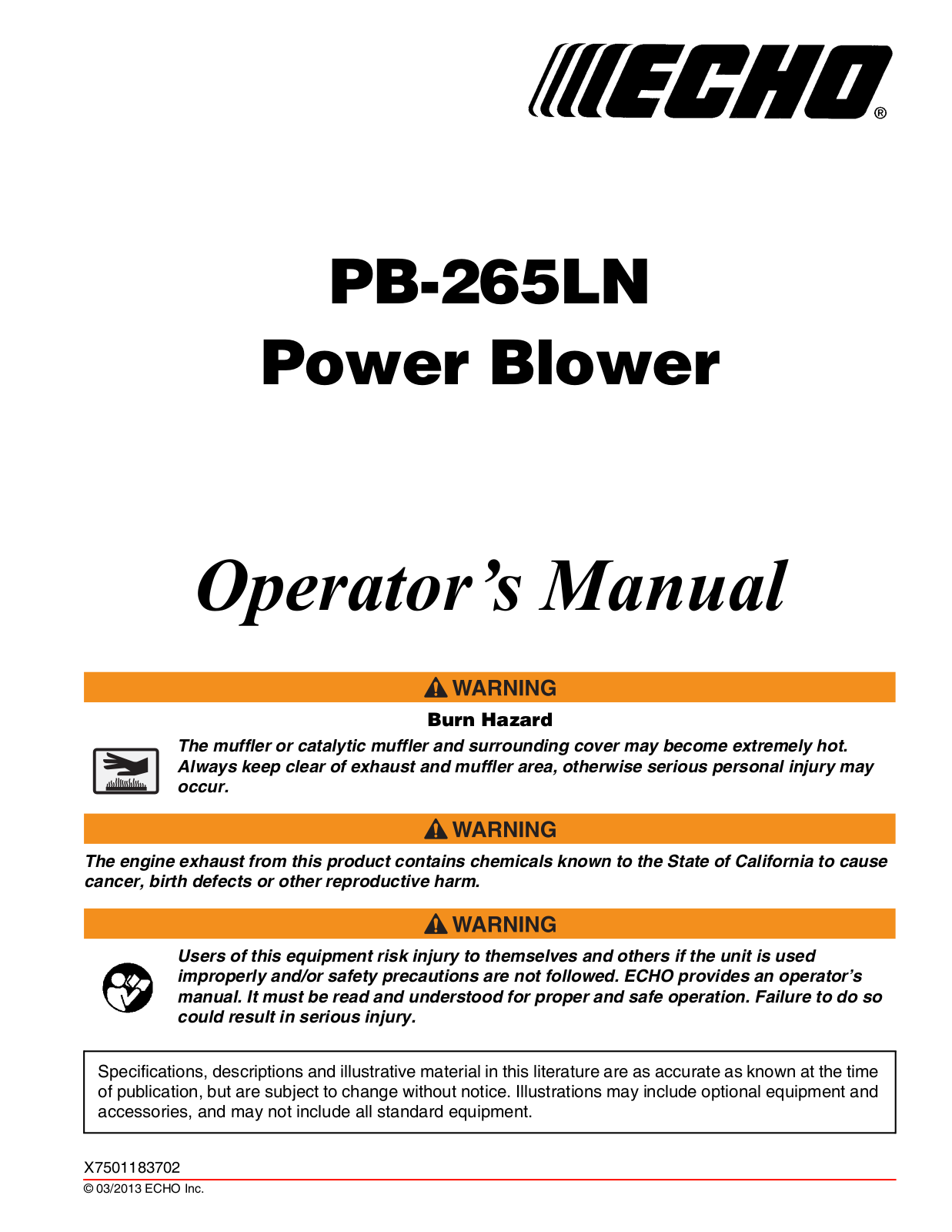 Echo PB-265LN User Manual