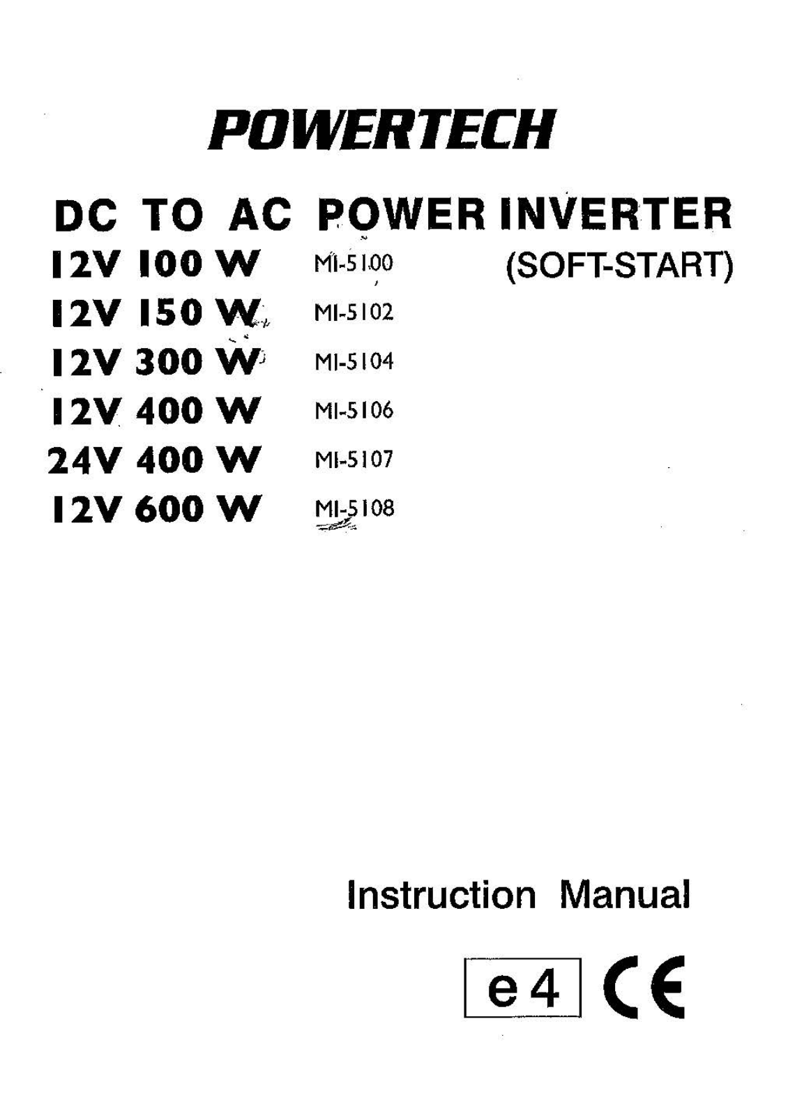 Powertech MI-5108, MI-5106, MI-5102, MI-5104, MI-5100 User Manual