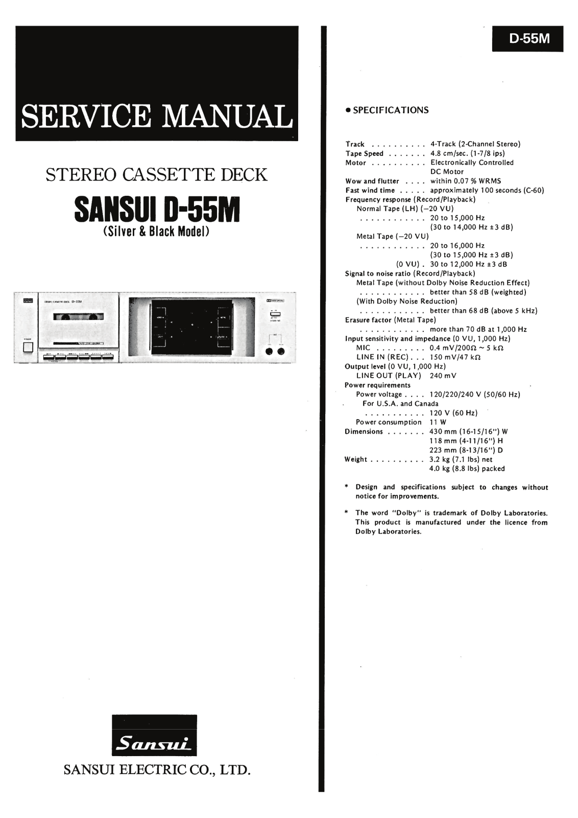 Sansui D-55-M Service Manual
