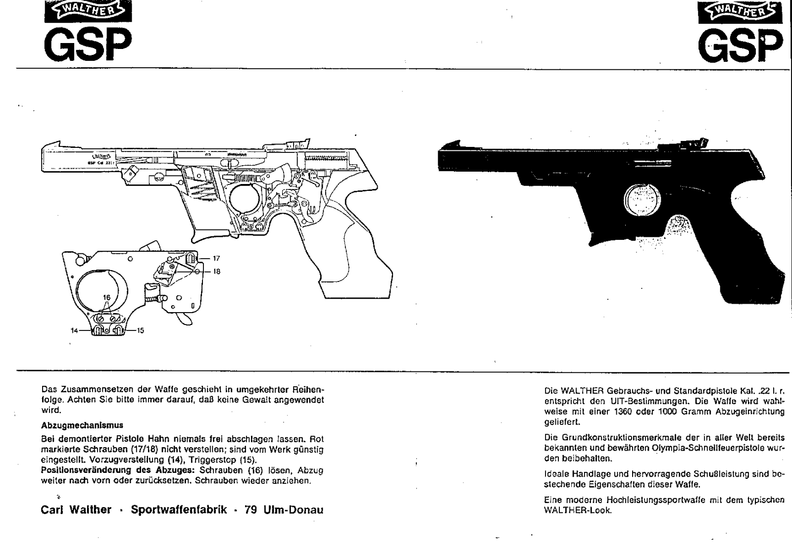 Walther GSP Instruction Manual