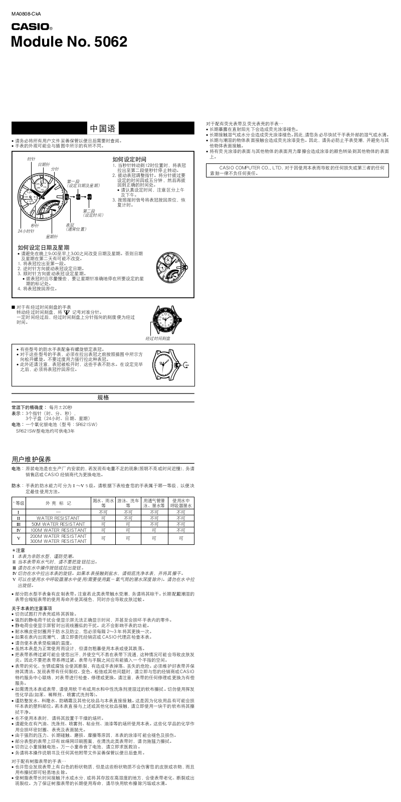 CASIO 5062 User Manual