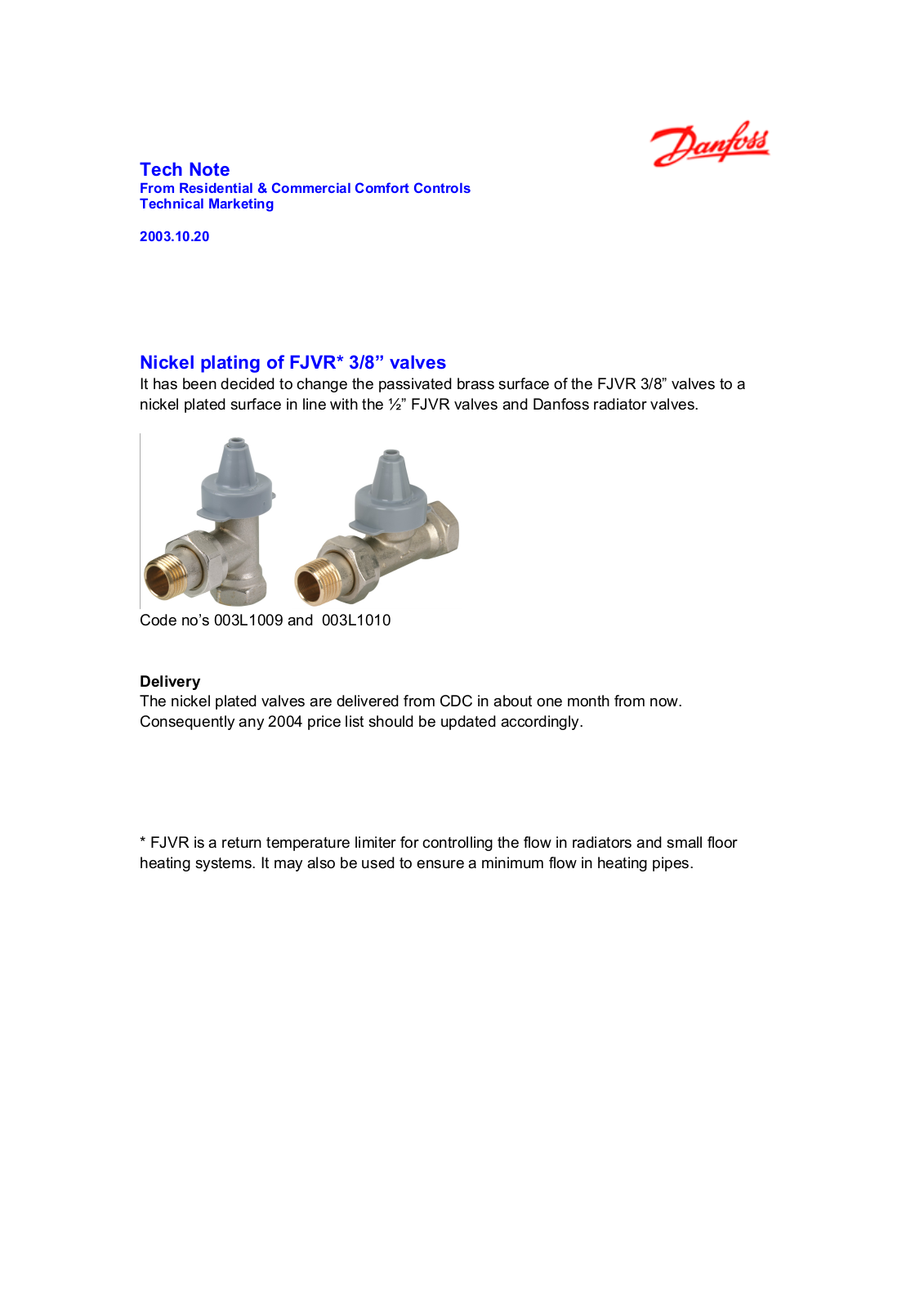 Danfoss Nickel plating Fact sheet