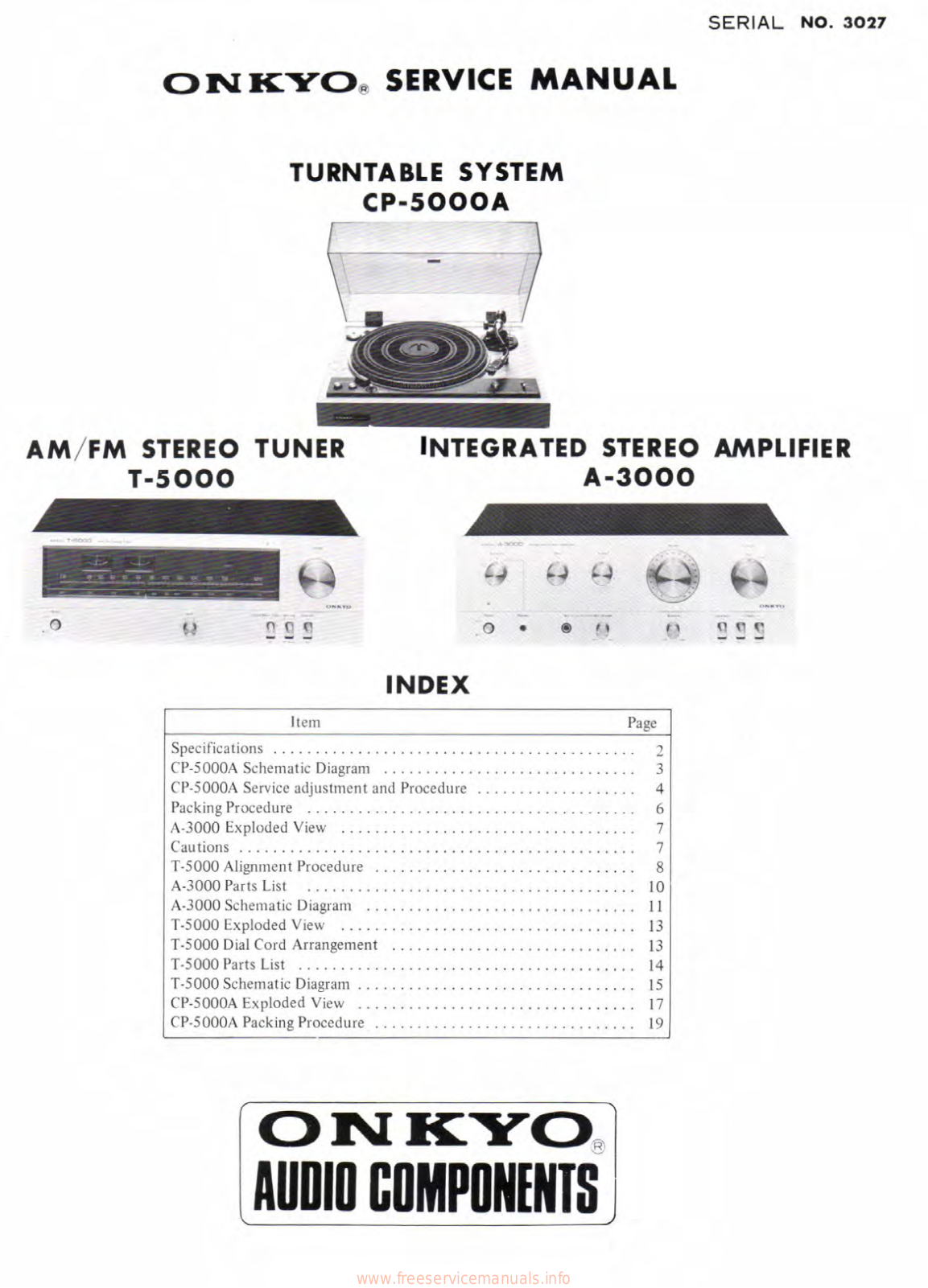 Onkyo T-5000 Service Manual