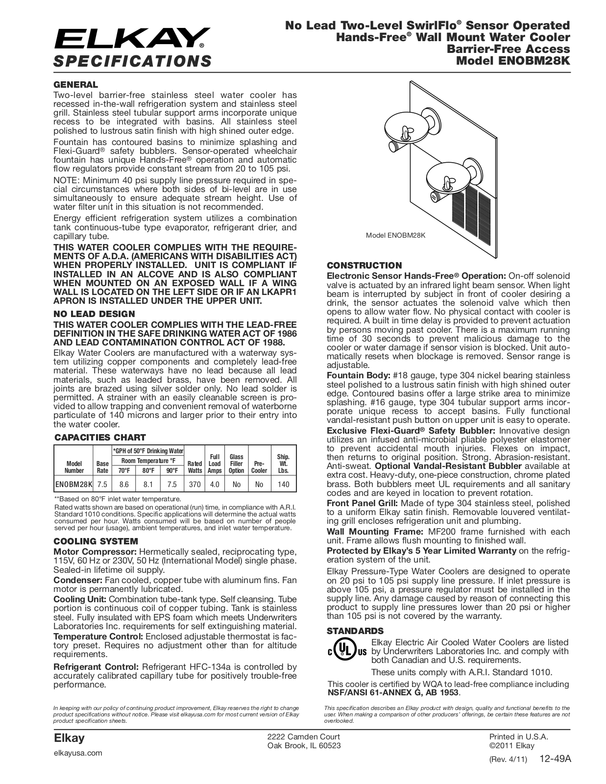 Elkay ENOBM28K User Manual