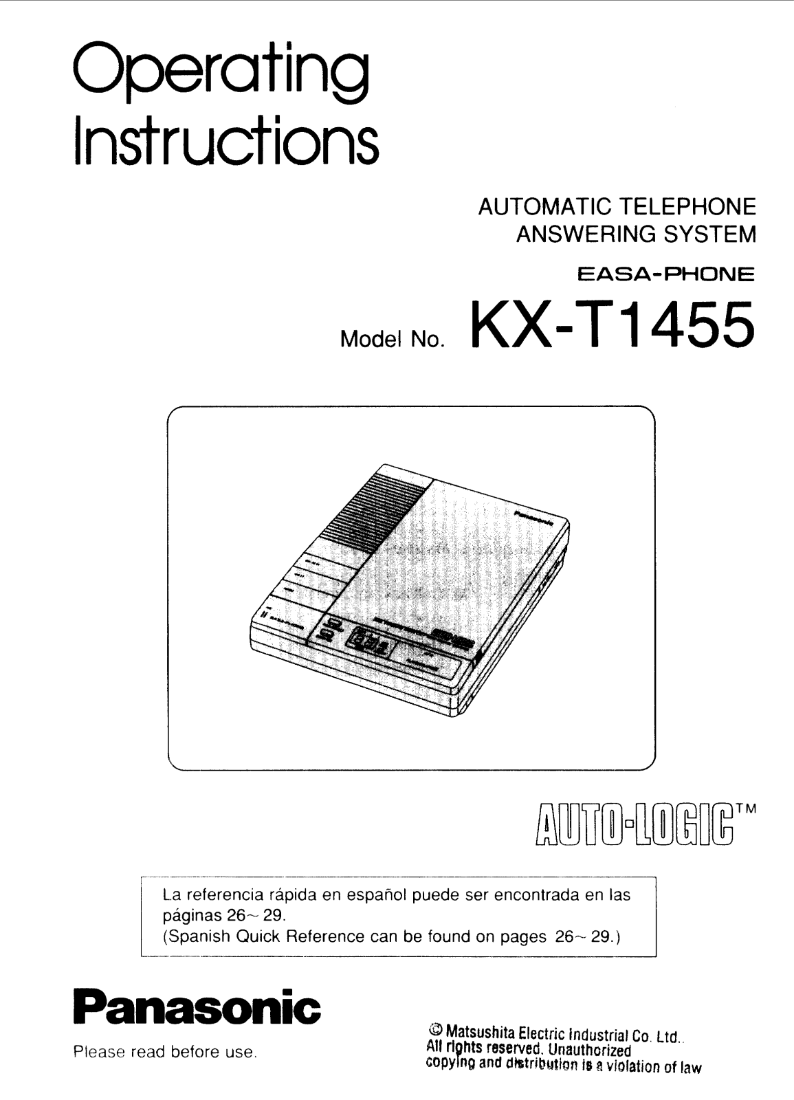 Panasonic KX-T1455 User Manual