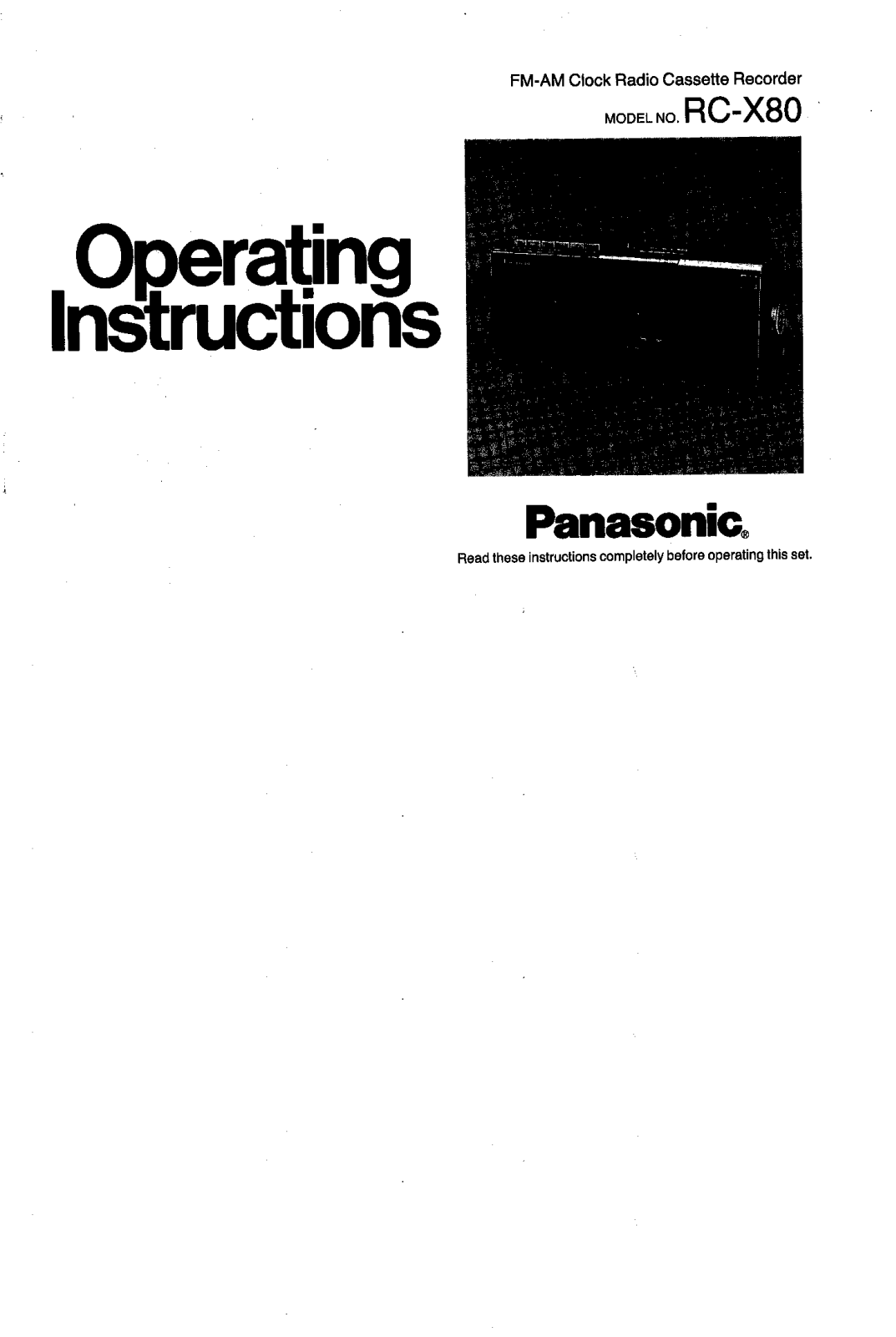 Panasonic RC-X80 User Manual