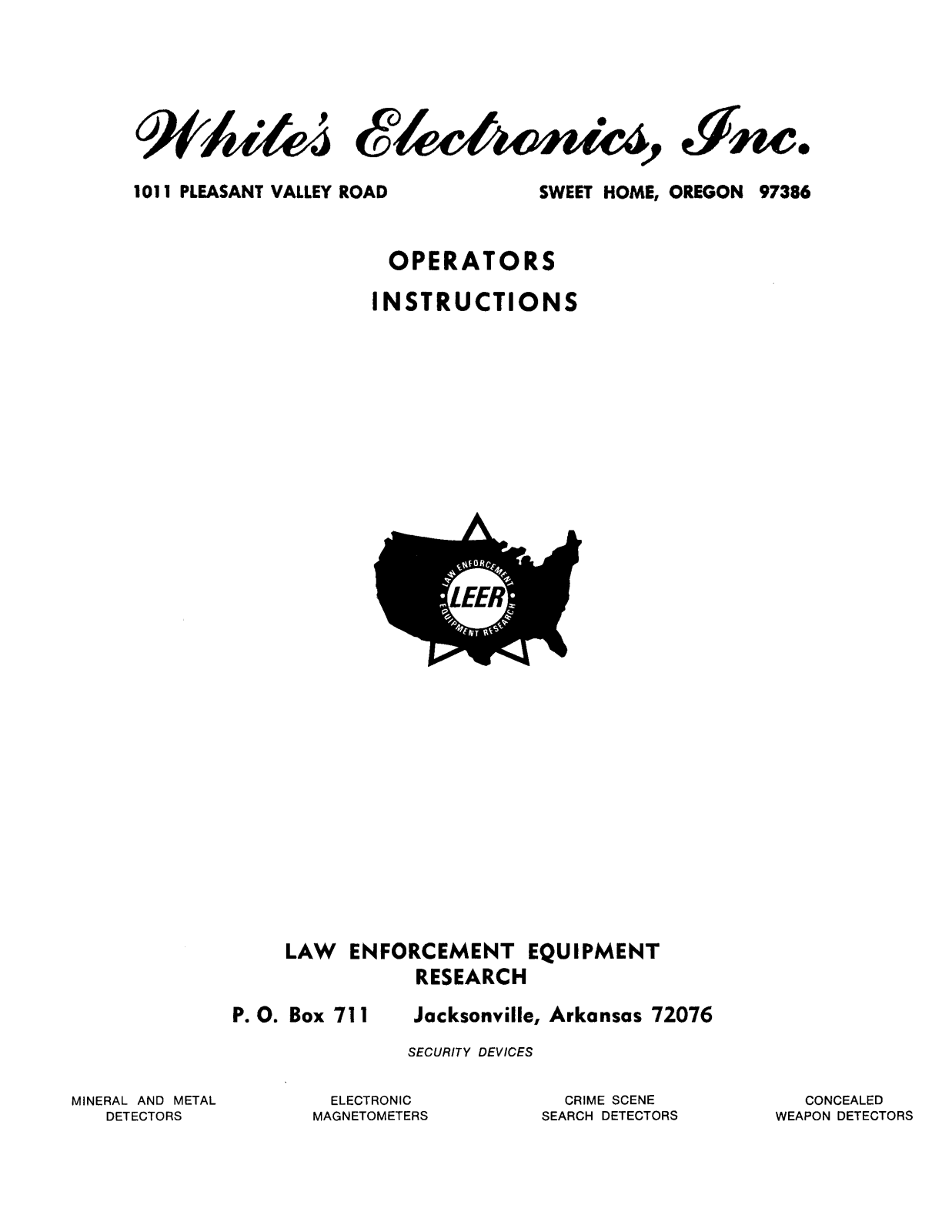 Whites Electronics LAWMAN L-1 User Manual