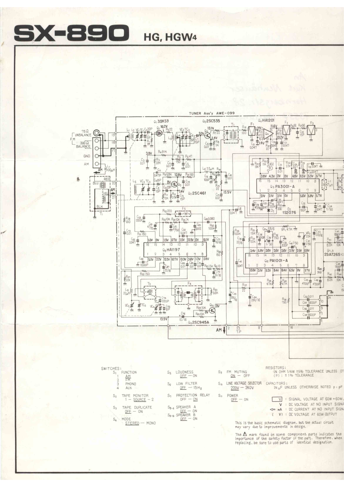 Pioneer SX-890 Schematic