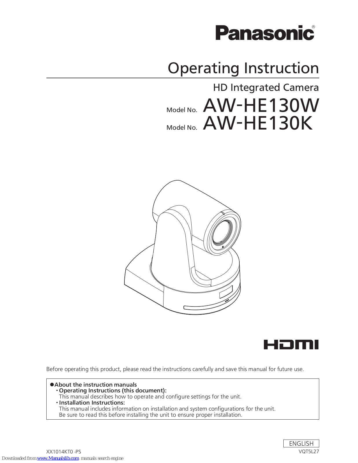 Panasonic AW-HE130W, AW-HE130K Operating Instructions Manual