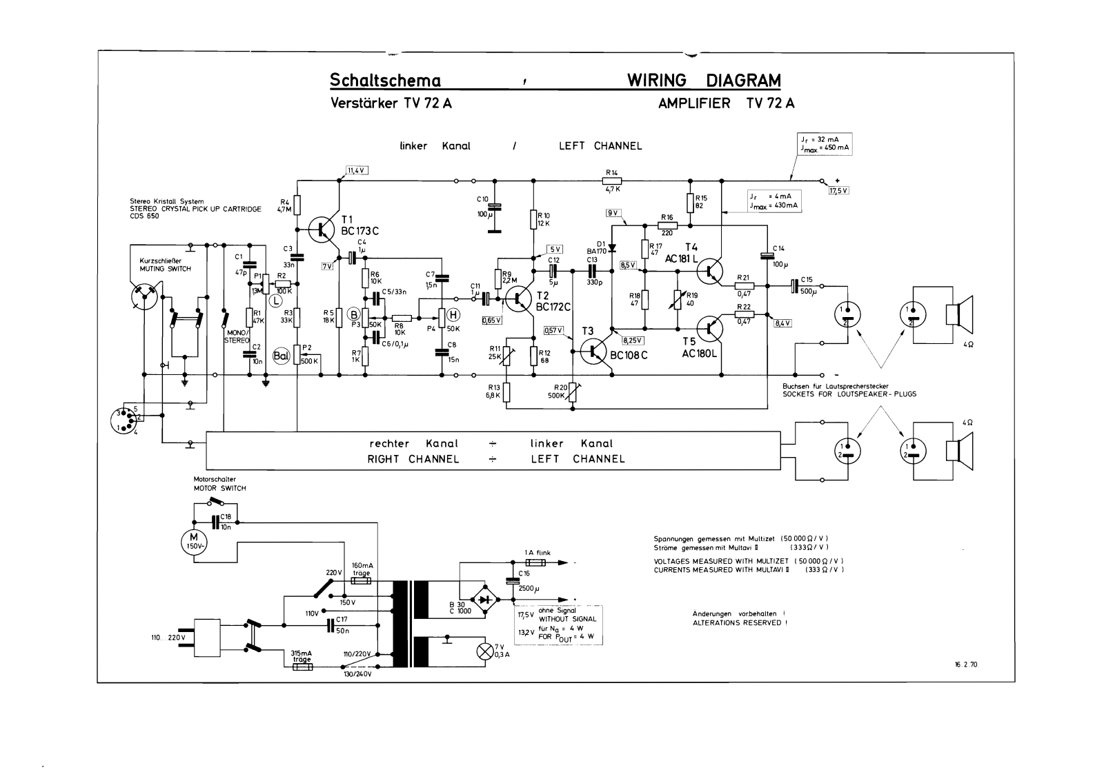 Dual TV-72-A Schematic