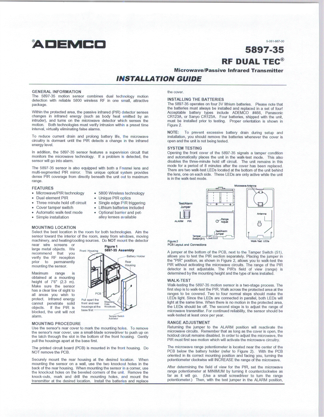 Ademco 8DL5897 Users Manual