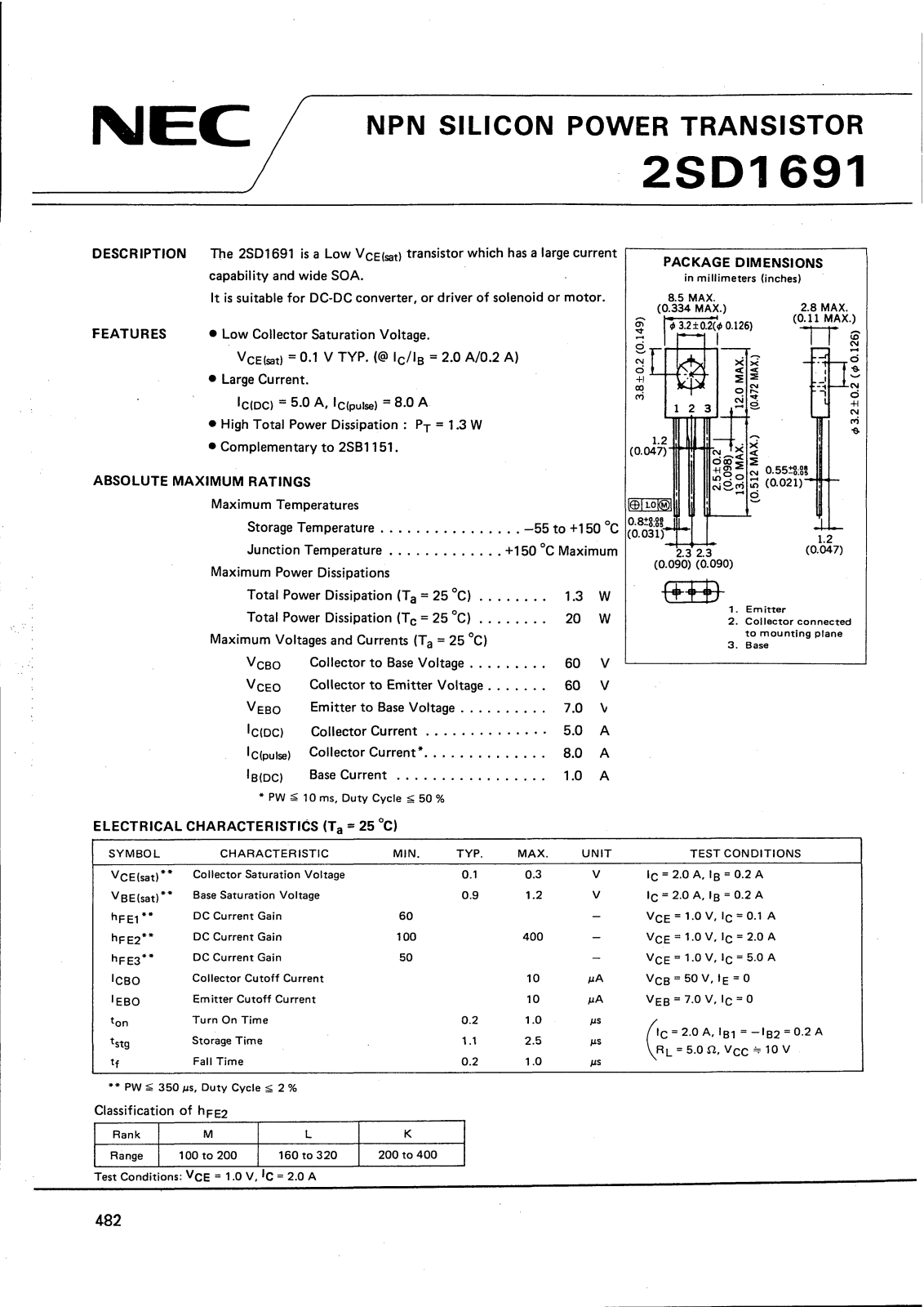 NEC 2sd1691 Datasheet