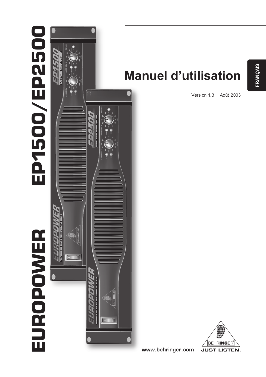 BEHRINGER EP1500 User Manual