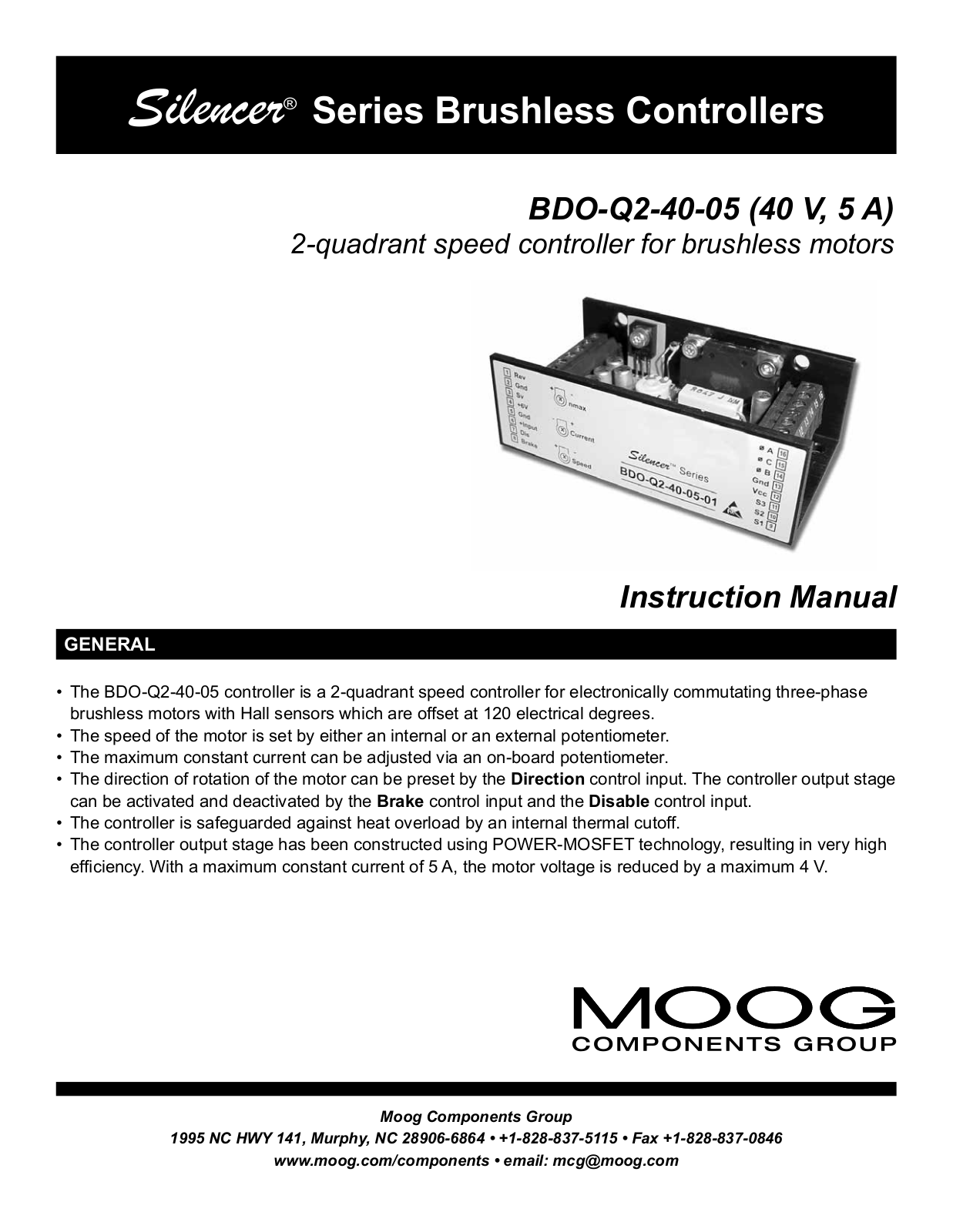 Moog Silencer, Silencer BDO-Q2-40-05 Instruction Manual