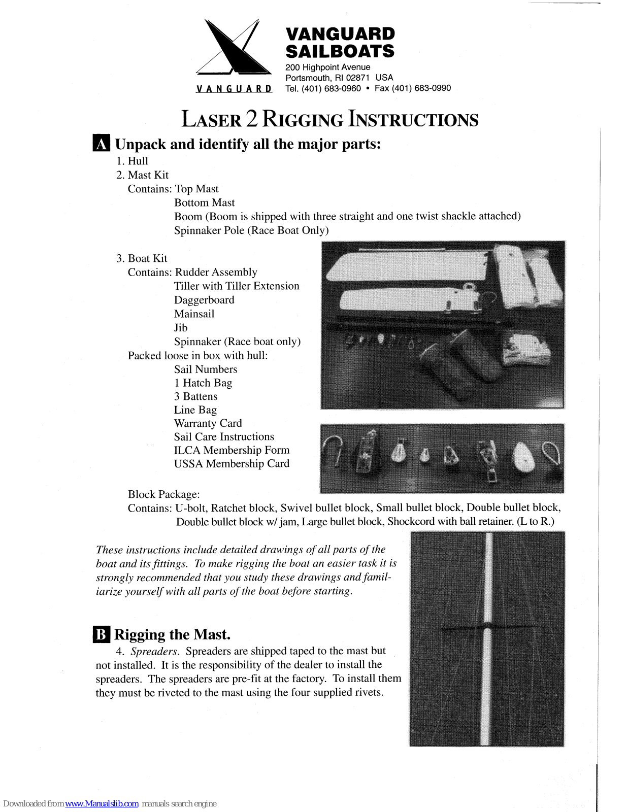 Vanguard Laser 2 Rigging Instructions