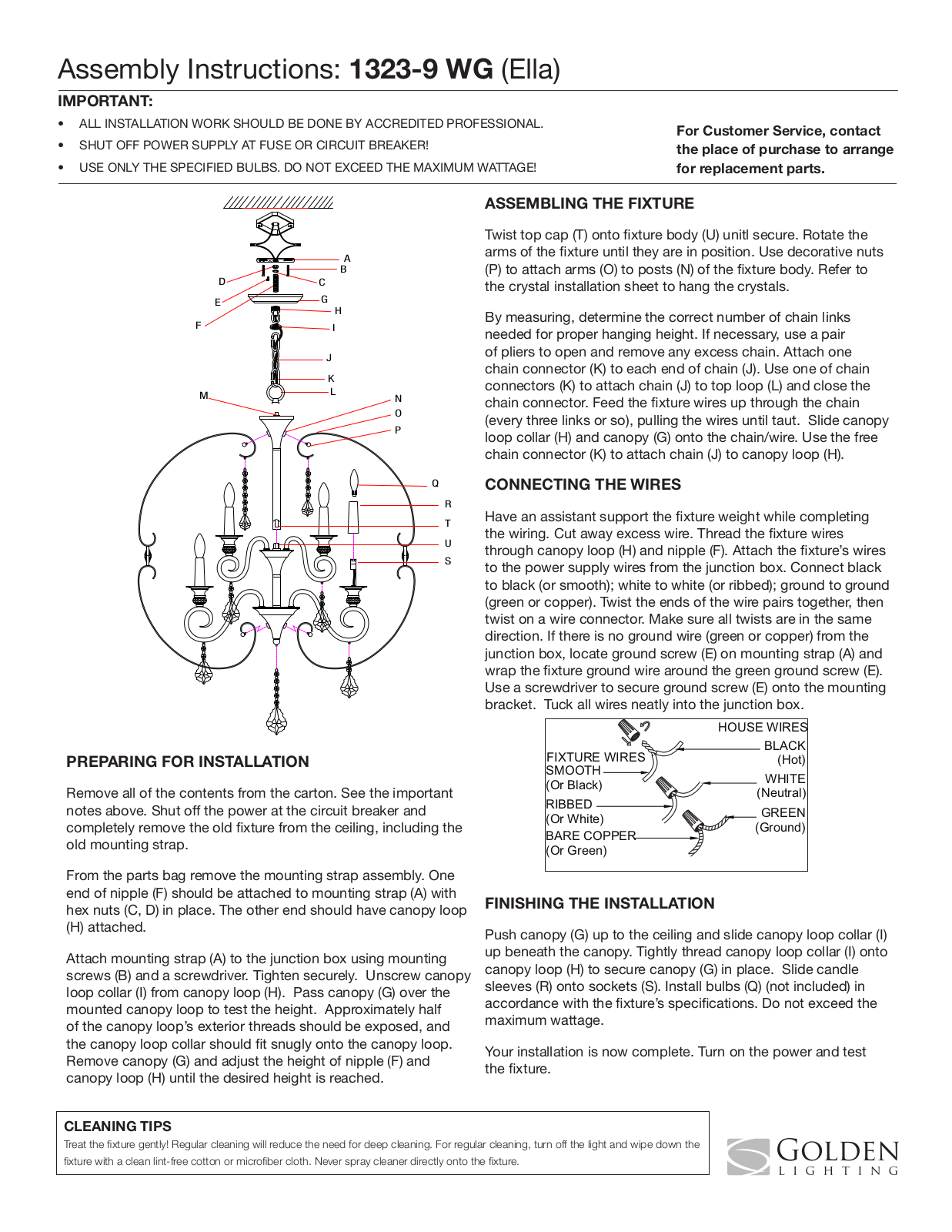 Golden Lighting 1323-9 WG User Manual