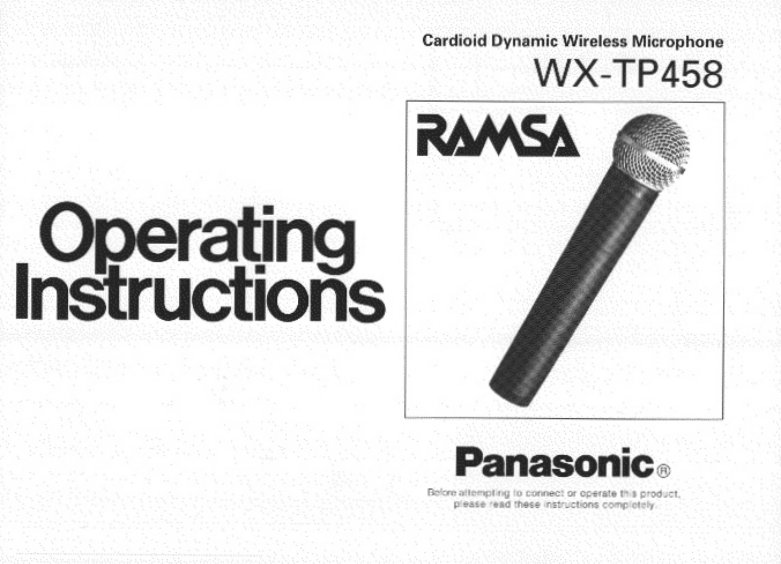 Panasonic WX-TP458 User Manual