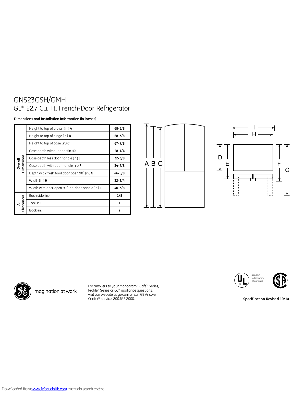 GE GNS23GSH, GNS23GMH Dimensions And Installation