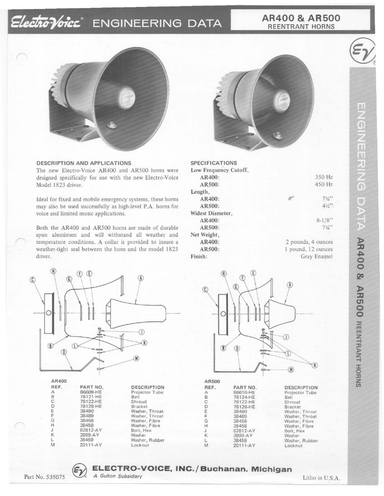 Electro-voice AR400, AR500 DATASHEET