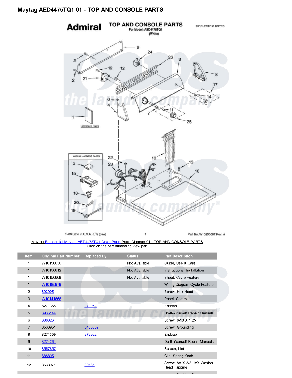 Maytag AED4475TQ1 Parts Diagram