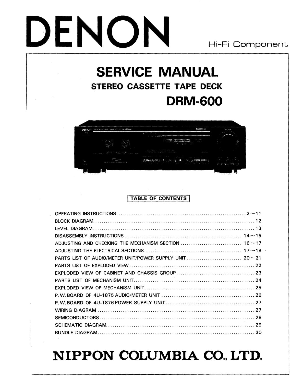 Denon DRM-600 Service Manual
