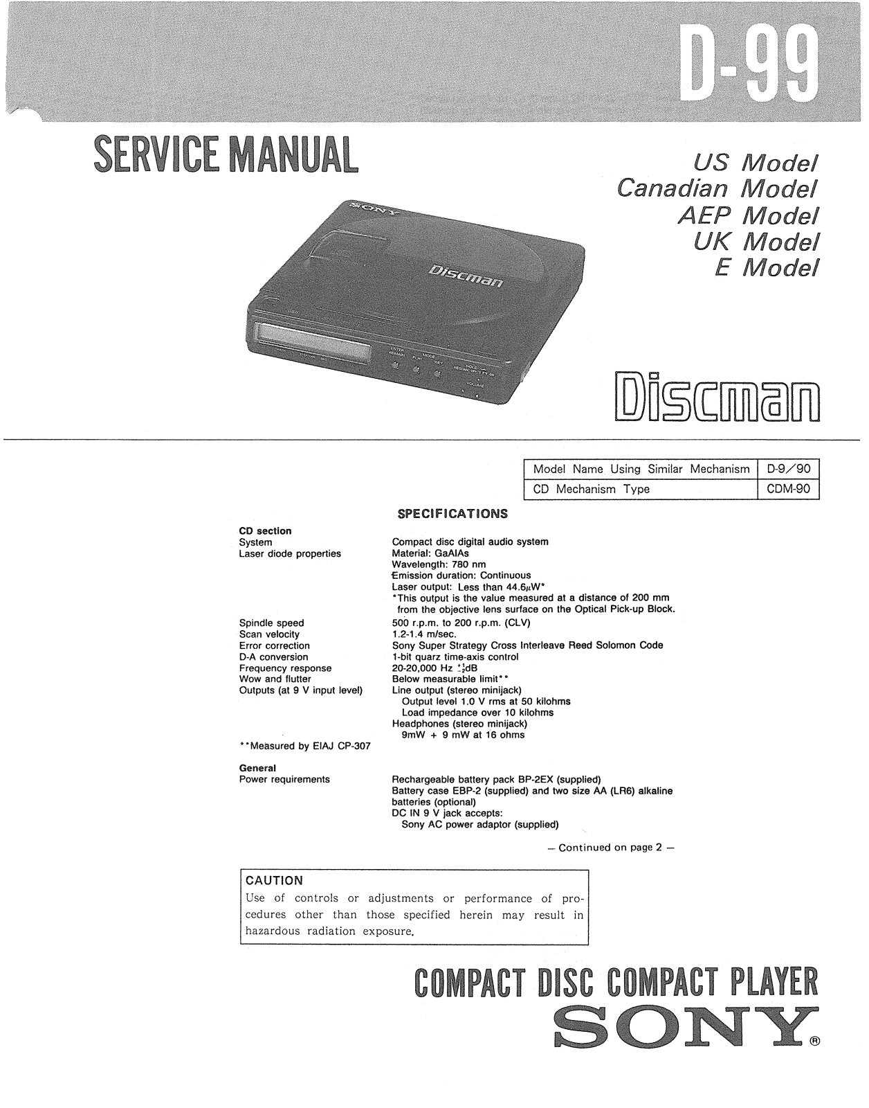 Sony D-99 Service manual