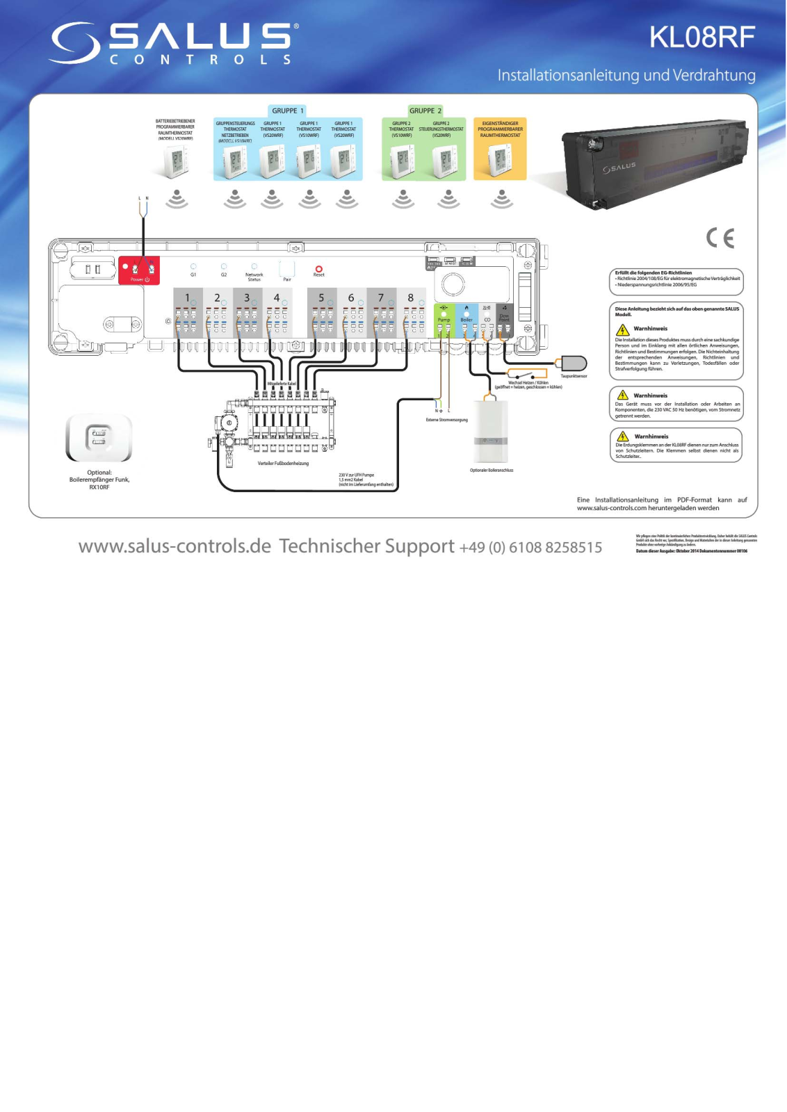 Salus Controls KL08RF Operating and mounting instructions