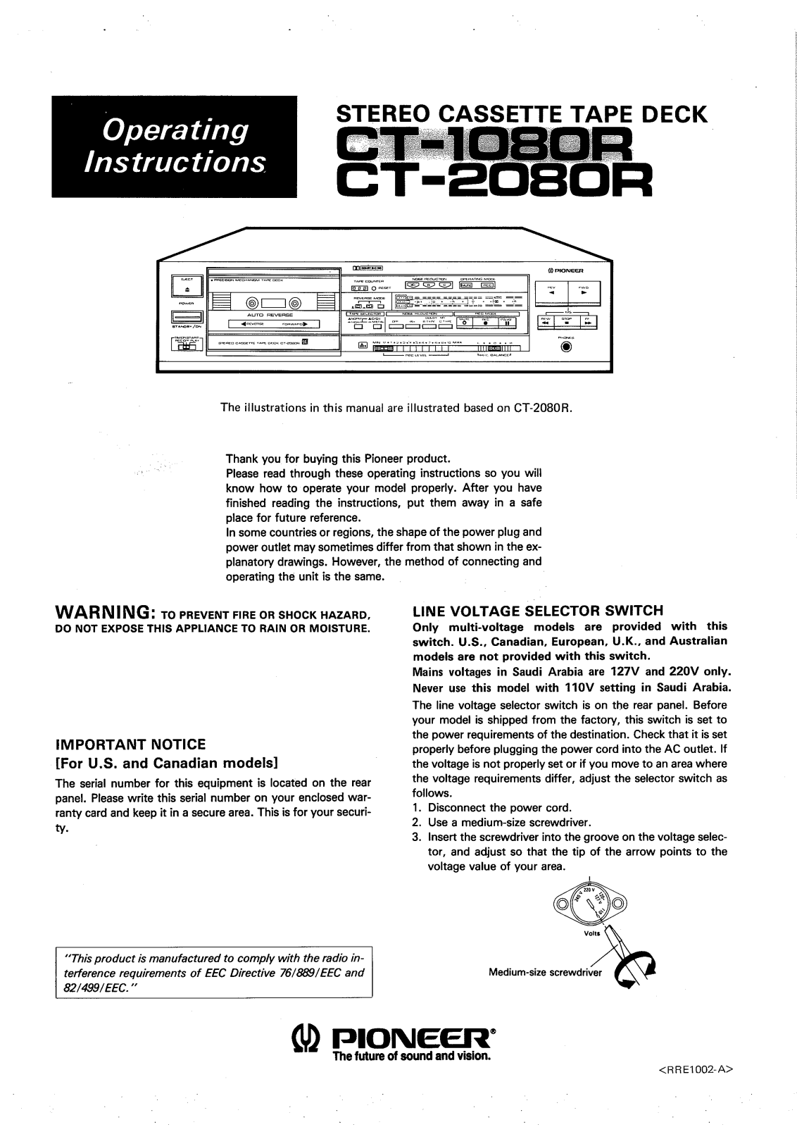 Pioneer CT-1080-R Owners manual