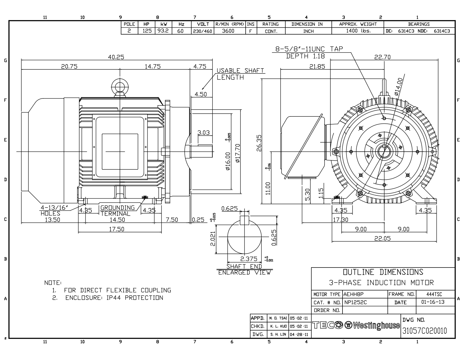 Teco NP1252C Reference Drawing