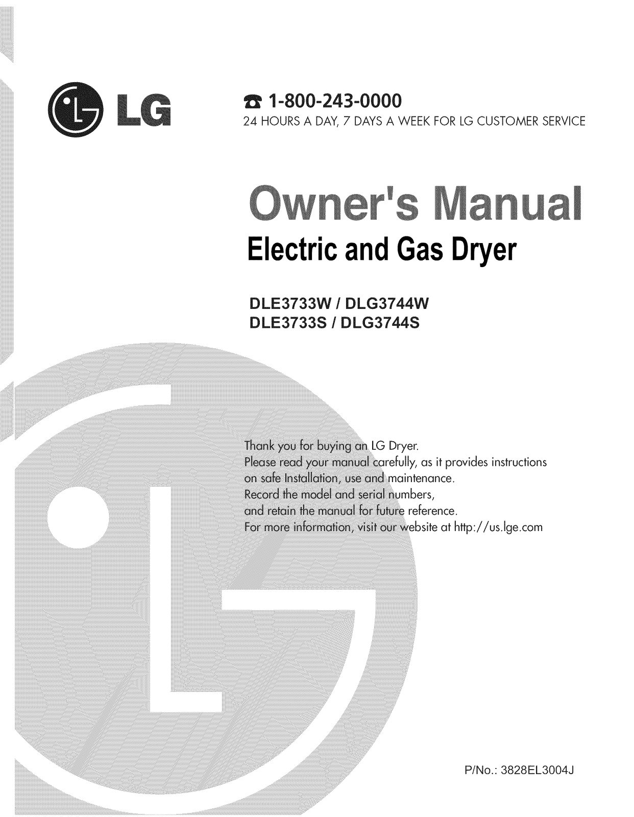 LG DLG3744U, DLG3744S, DLG3744D, DLG2526W/00, DLE3733D Owner’s Manual