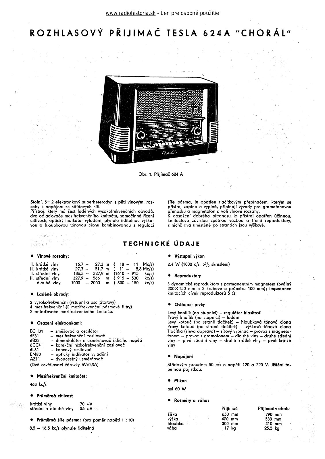 Tesla 624A Choral User Manual