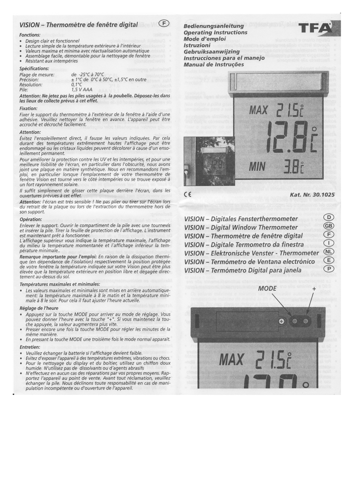 TFA VISION 30-1025 User Manual