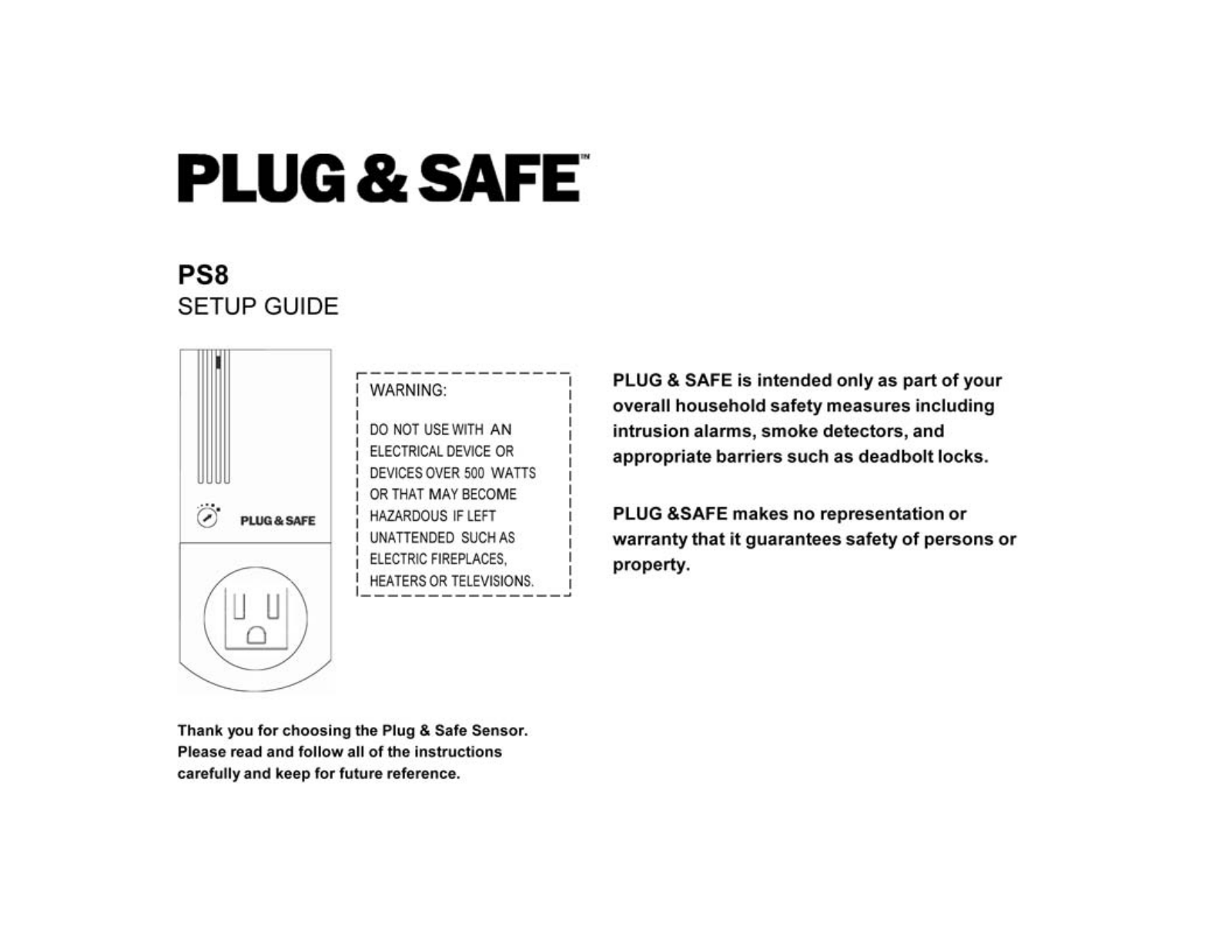 Plug & Safe PS8 User Manual - ManualMachine.com