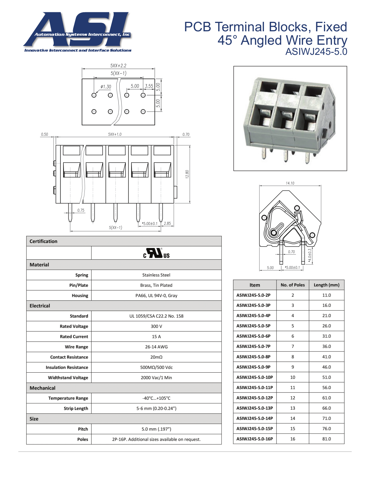 ASI-Automation Systems Interconnect ASIWJ245-5.0 Data Sheet