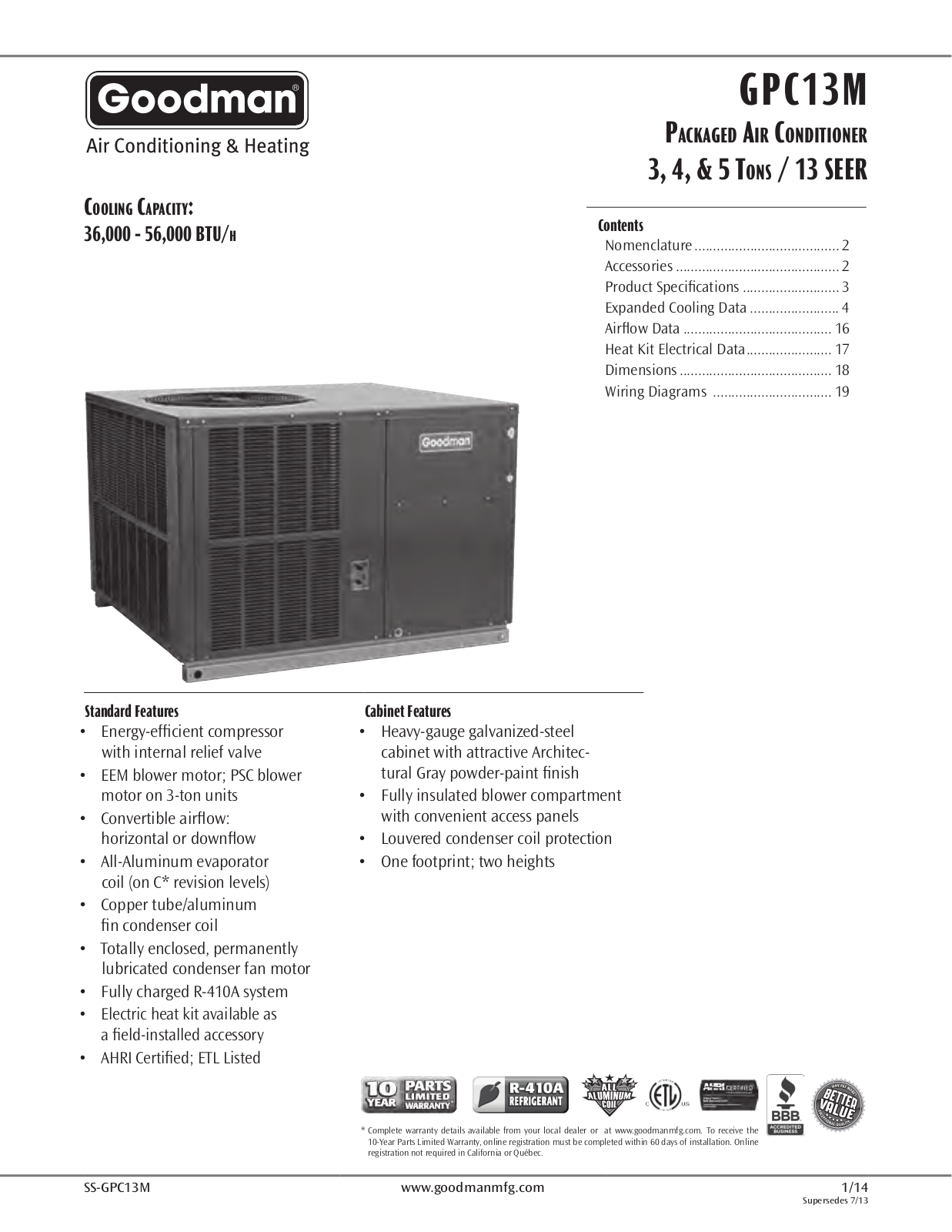 Goodman GPC1336M41C User Manual