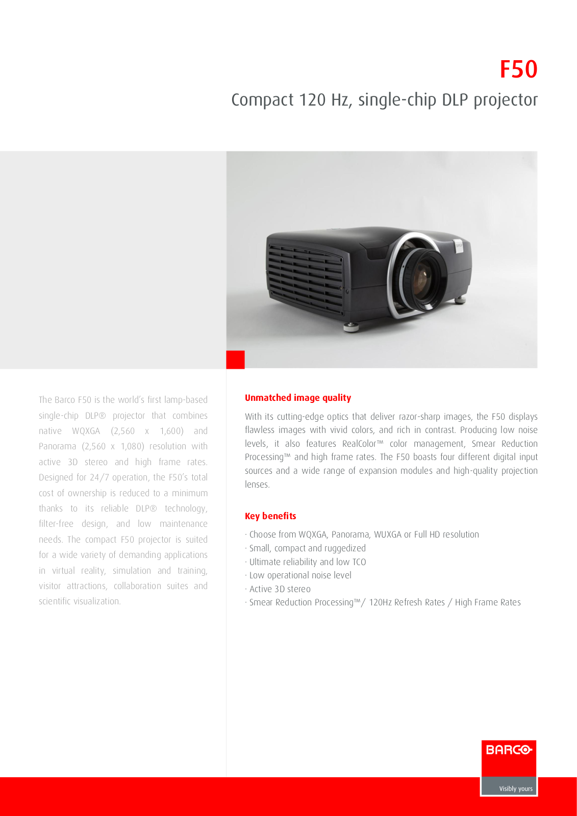 Barco F50 Product Sheet