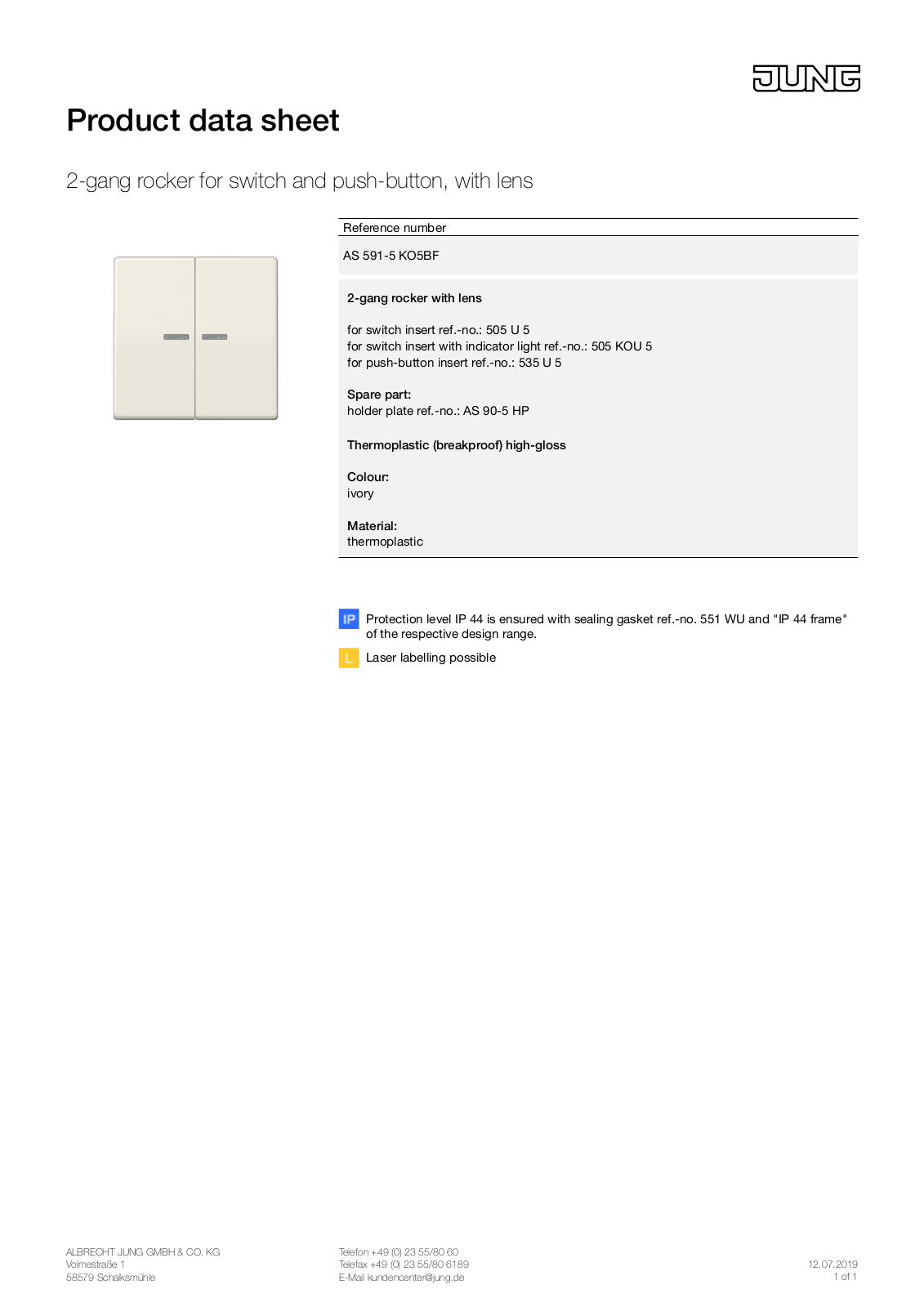 Jung AS 591-5 KO5BF User Manual