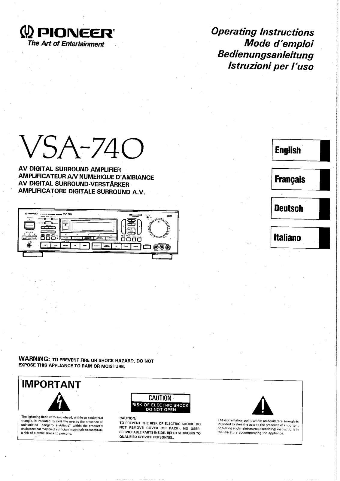 Pioneer VSA-740 User Manual