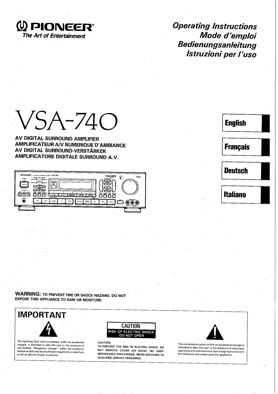 Pioneer VSA-740 Manual