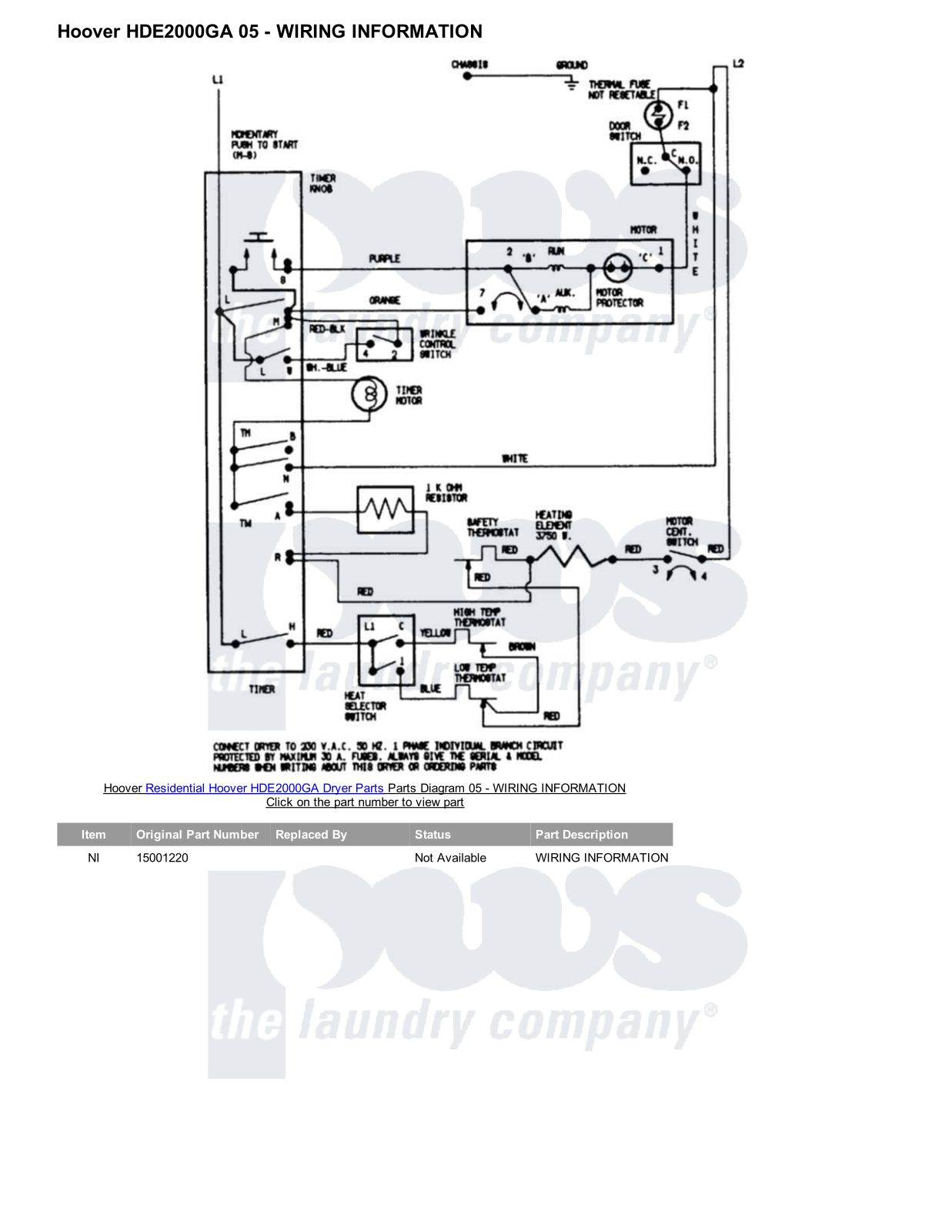 Hoover HDE2000GA Parts Diagram