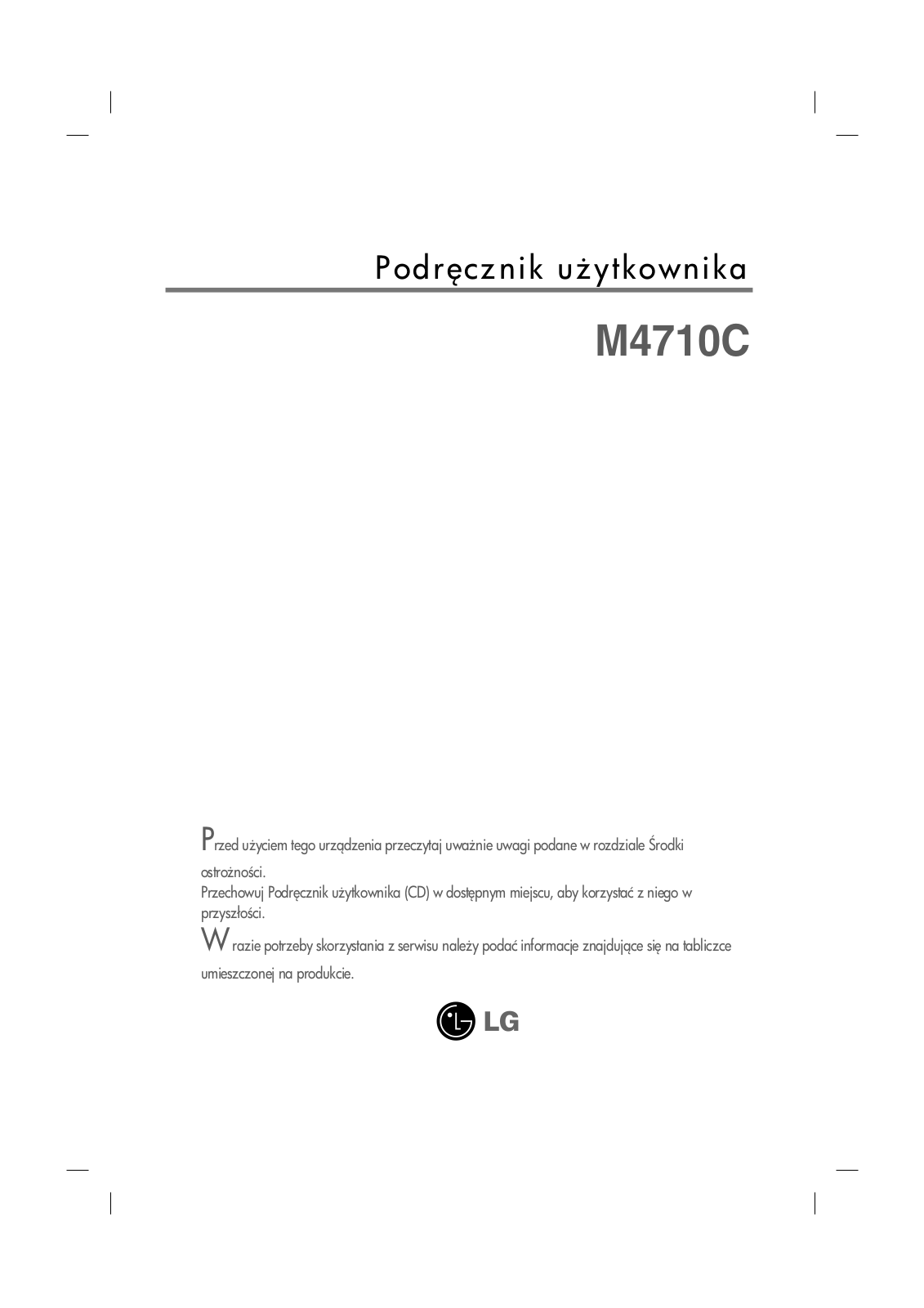 Lg M4710C User Manual