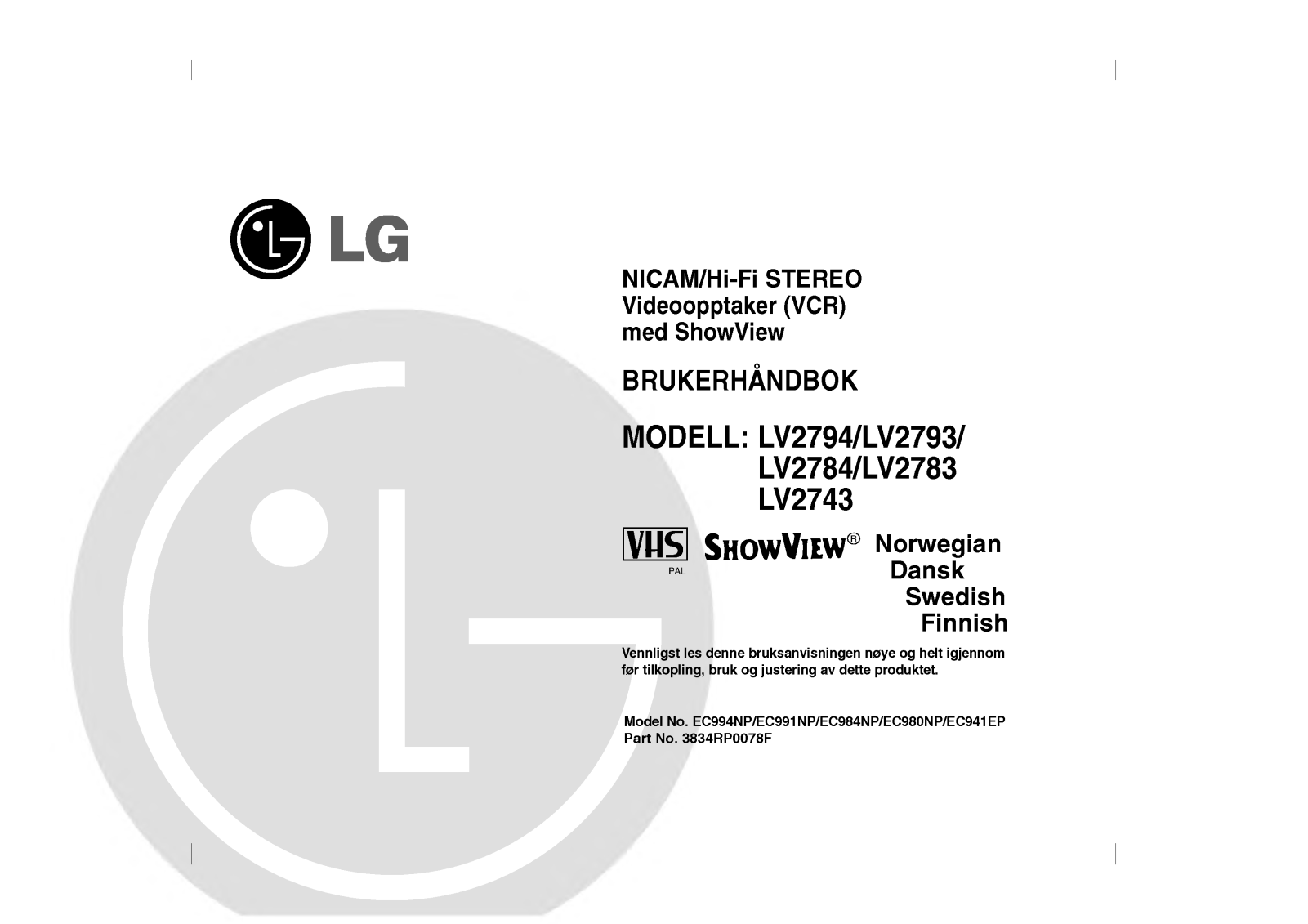 Lg LV2743, LV2783 user Manual