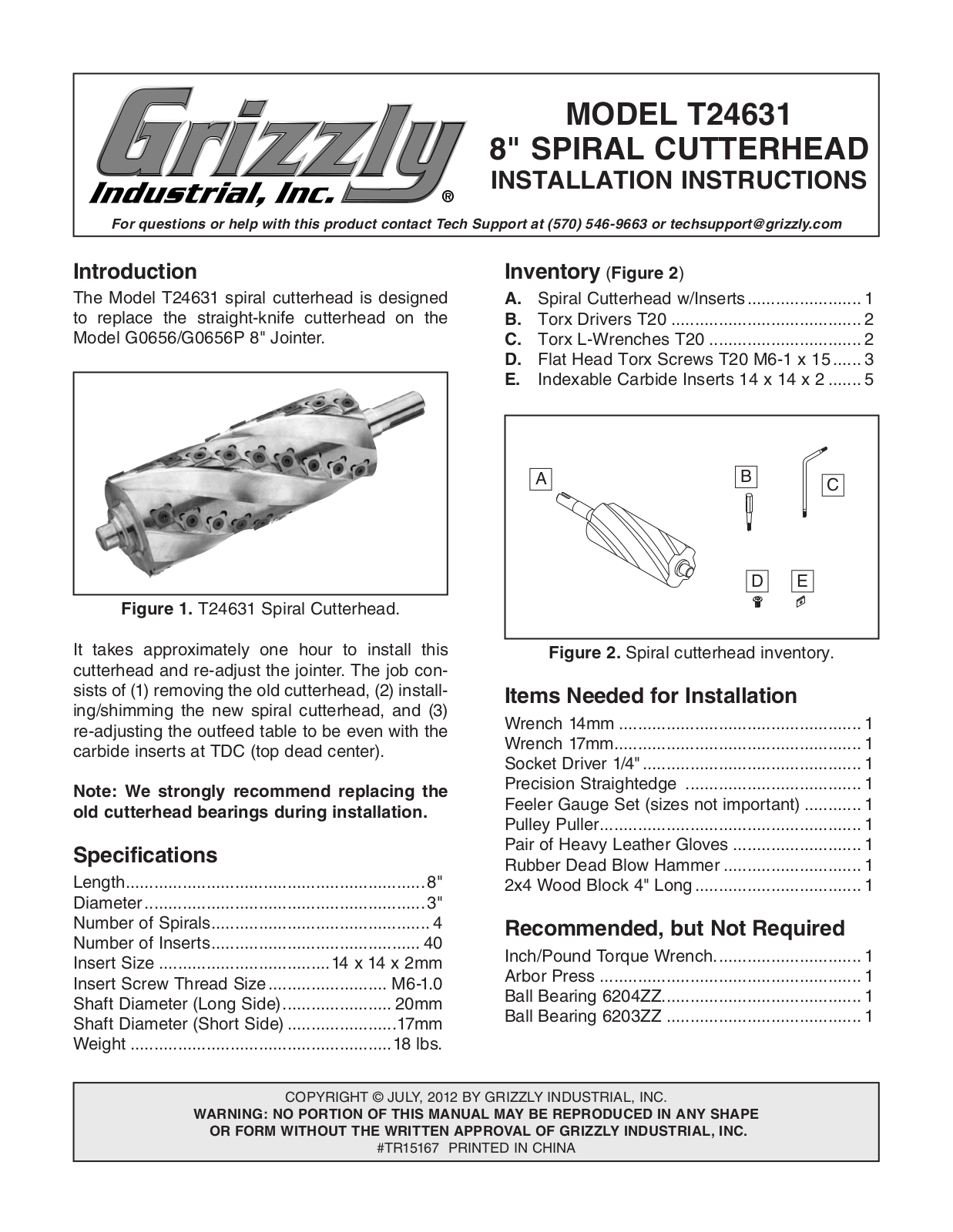 Grizzly T24631 User Manual