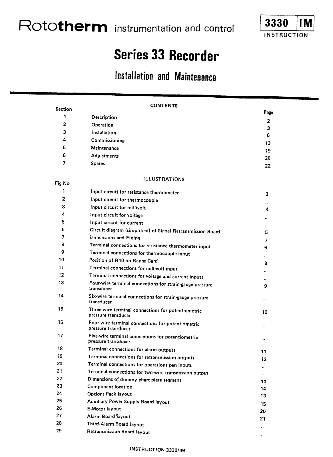 Rototherm SERIES 33 RECORDER User Manual