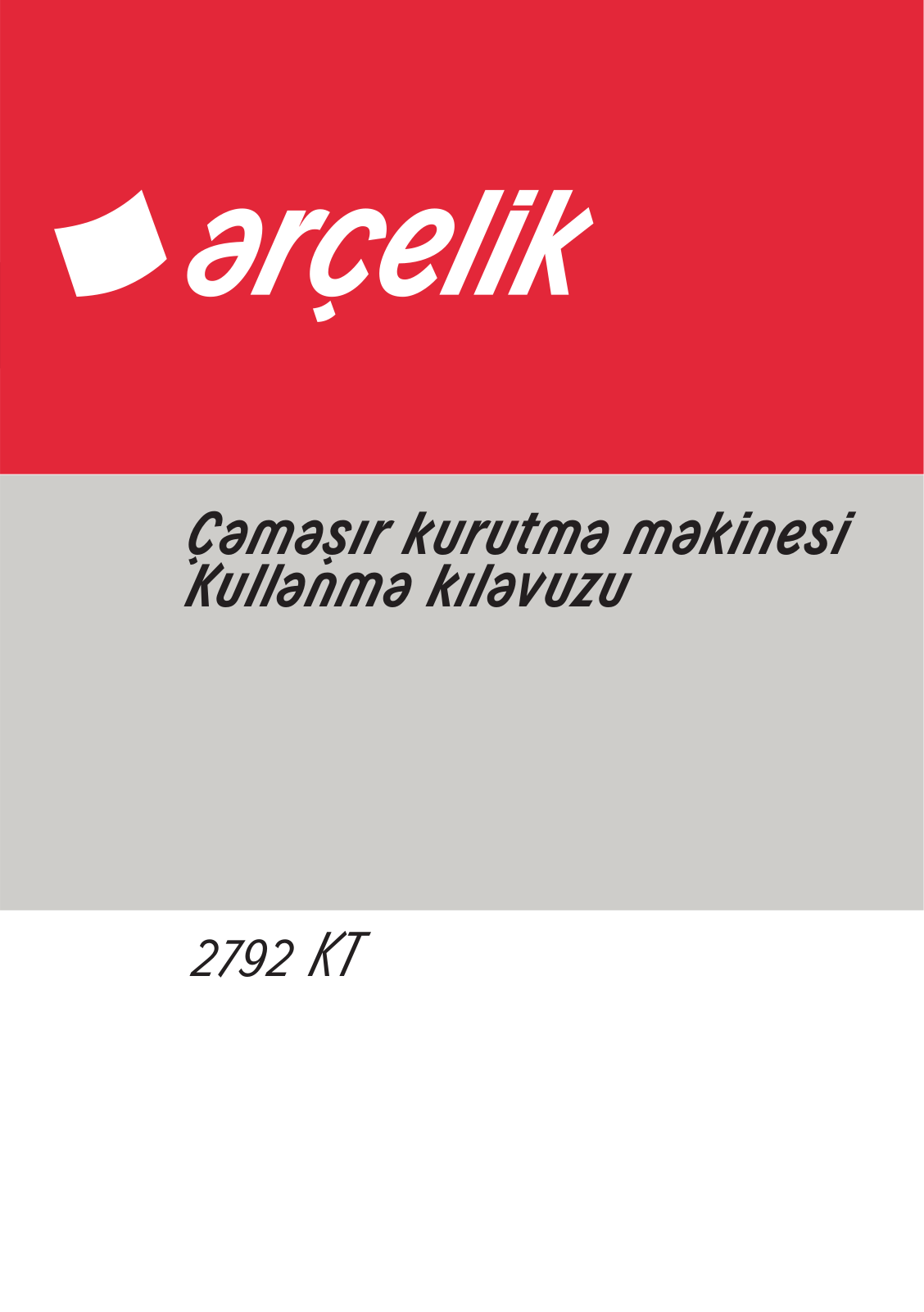 Arçelik 2781 KT 2792 KT User manual