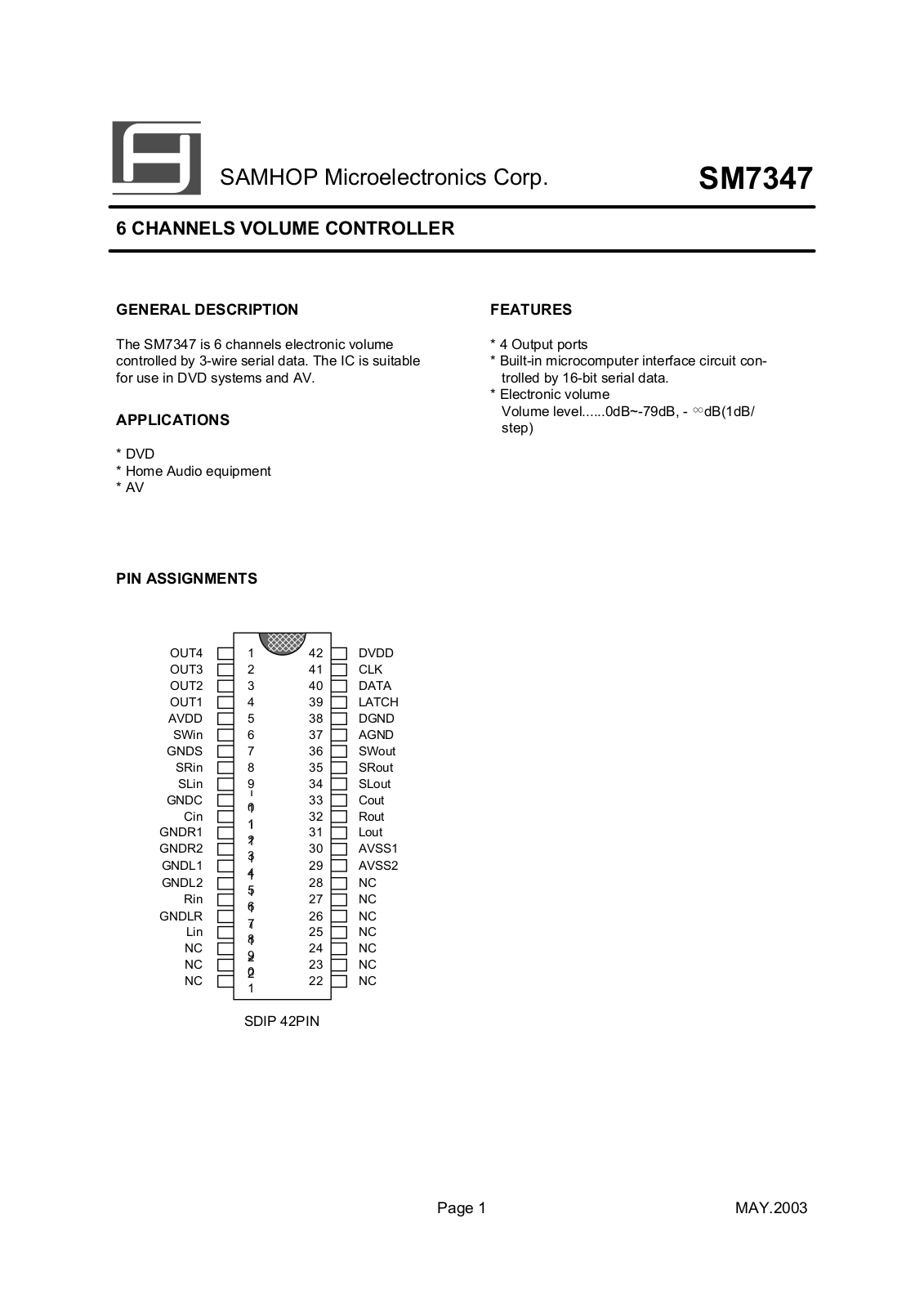 SamHop Microelectronics SM7347 Datasheet