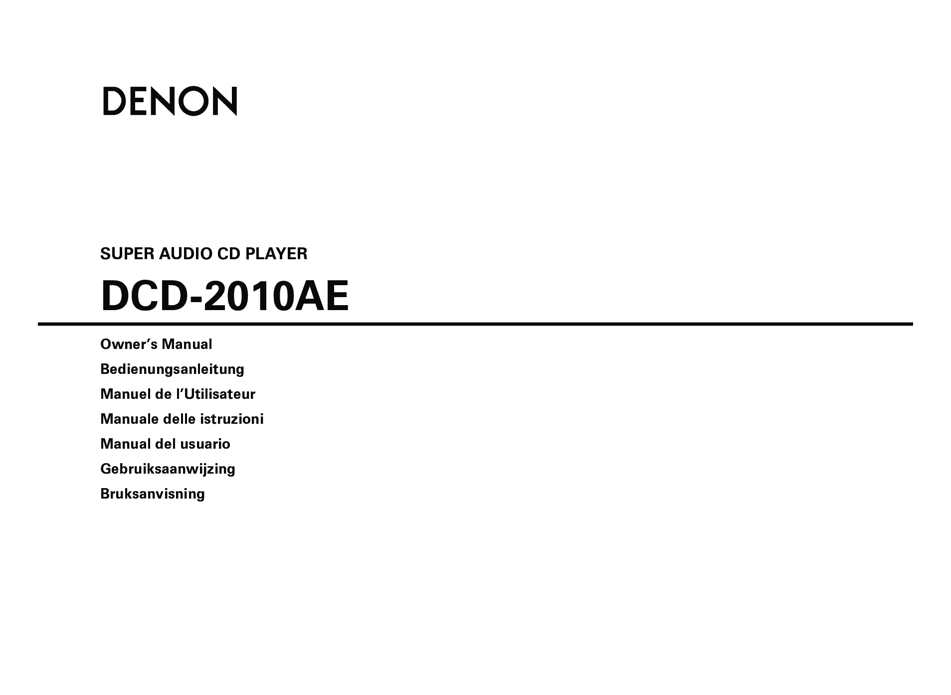Denon DCD-2010AE Owner Manual