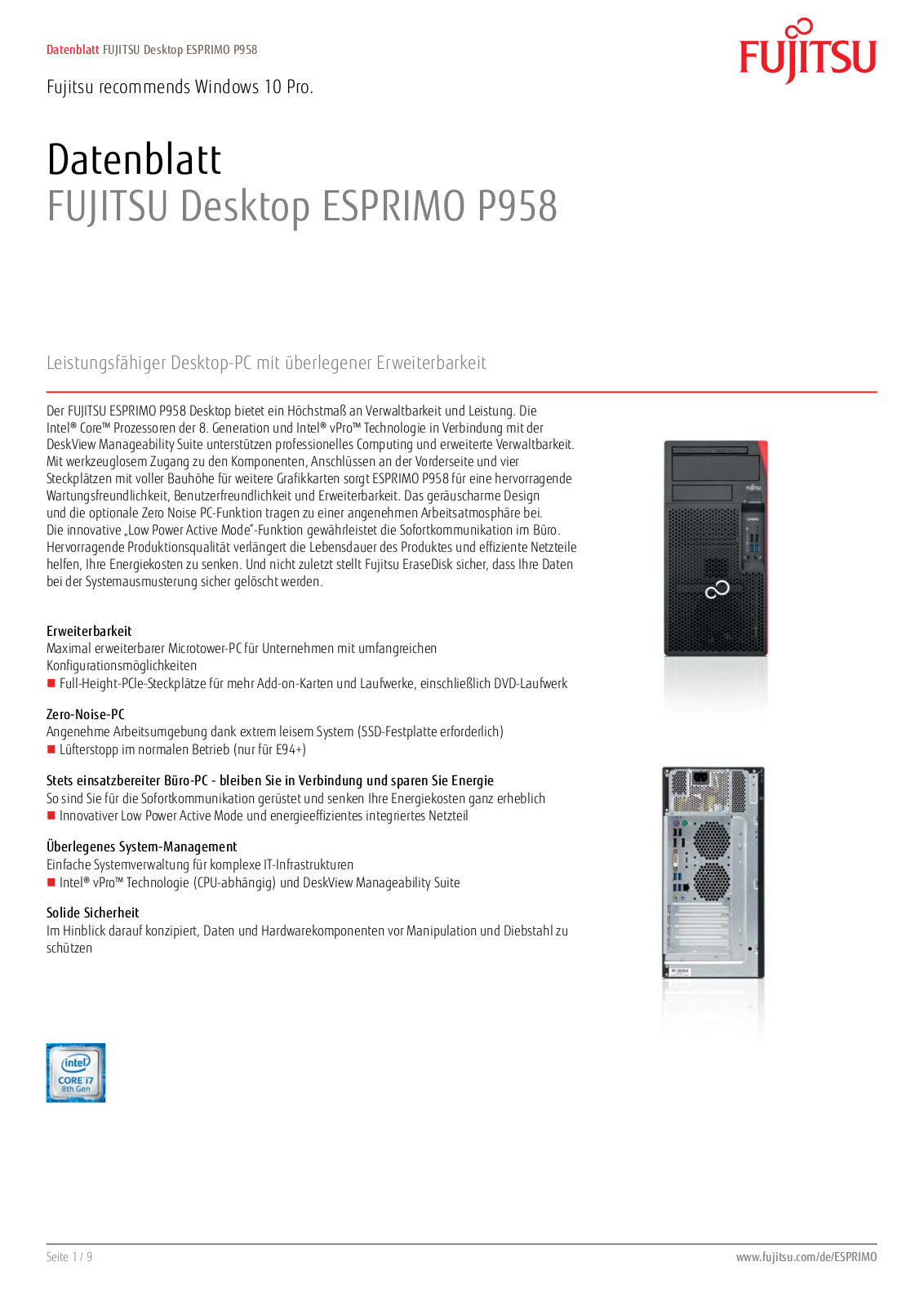 Fujitsu P958 E94+ Service Manual